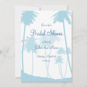 Blue Tropical Palm Tree Bridal Shower Invitation