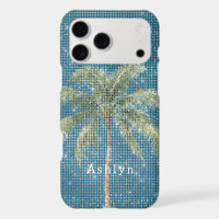 Blue Tropical Palm Tree Sparkle