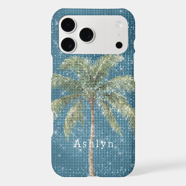 Blue Tropical Palm Tree Sparkle  (Back)