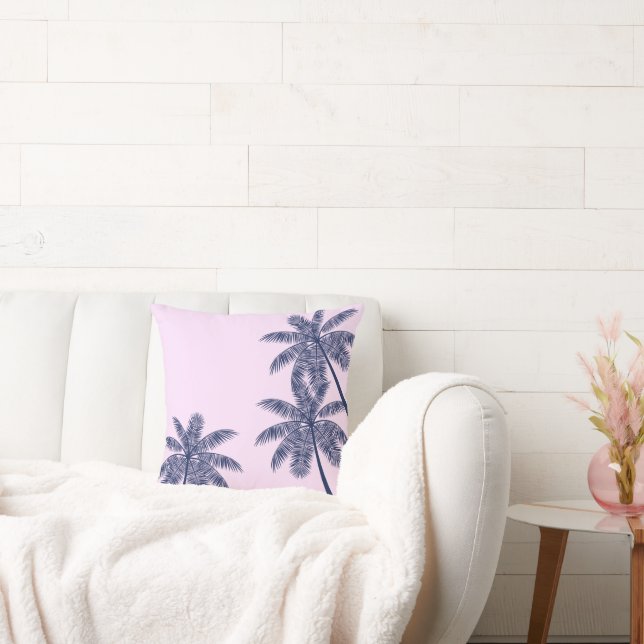 Blue Tropical Palm Trees Cushion (Couch)