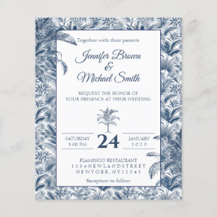 Blue Tropical Palm Trees Wedding budget Flyer