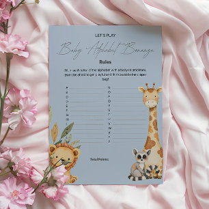 Blue Tropical Safari Animals Baby Shower game