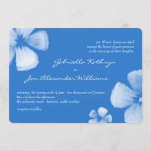 Blue Tropical Watercolor Flowers Wedding Invite