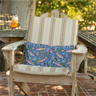 Blue trout pillow Repeating pattern pillow