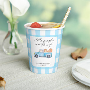 Blue Truck A Little Pumpkin Fall Baby Shower Paper Cups