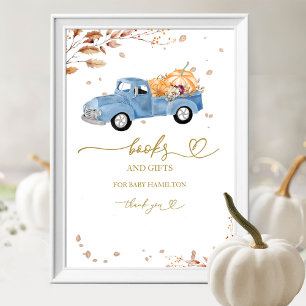 Blue Truck Books for Baby Shower Table Sign