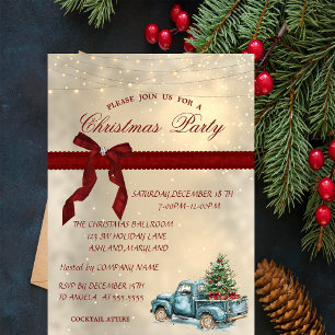 Blue Truck Bow, Corporate Christmas Party Invitation