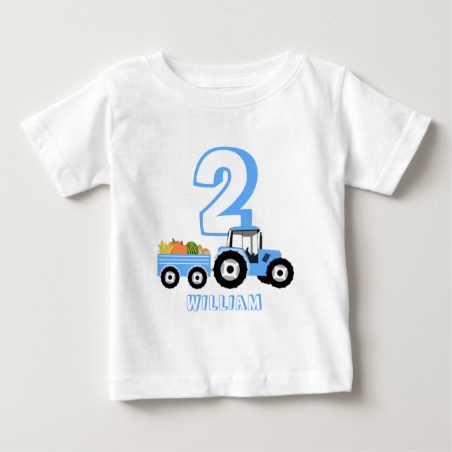 Blue Truck Farm Produce Birthday Boy  Baby T-Shirt (Front)
