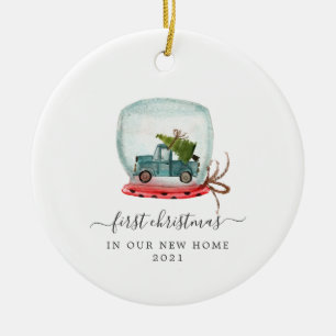 Blue Truck   First Christmas New Home Ceramic Tree Decoration