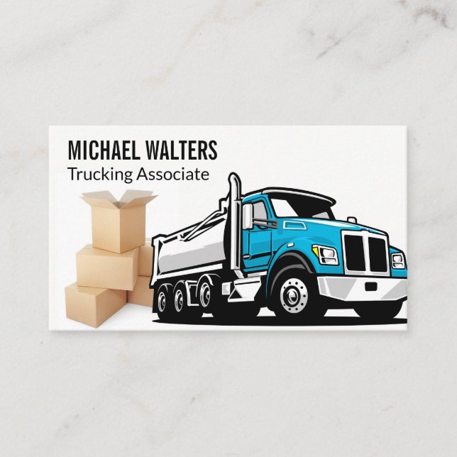 Blue Truck Illustration | Boxes Business Card (Front)