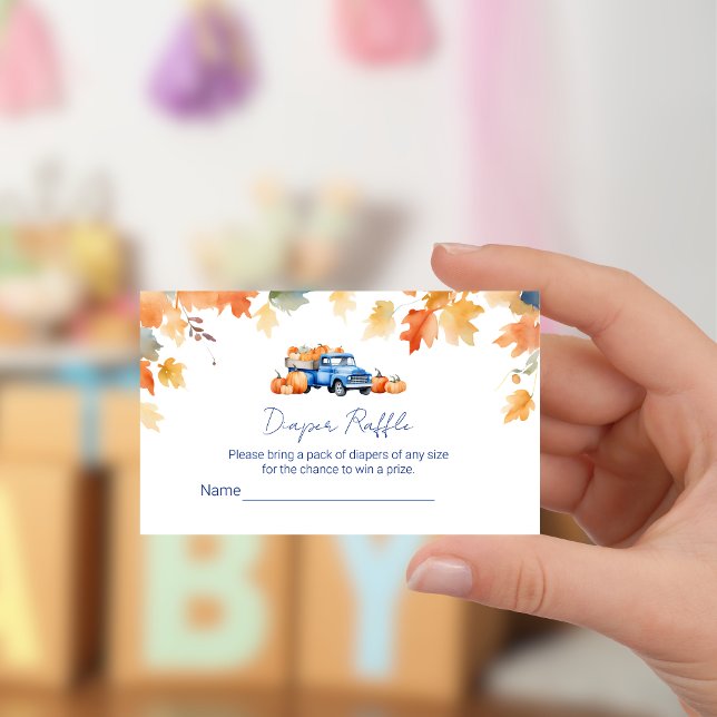 Blue Truck & Little Pumpkin Diaper Raffle Tickets Enclosure Card (Creator Uploaded)