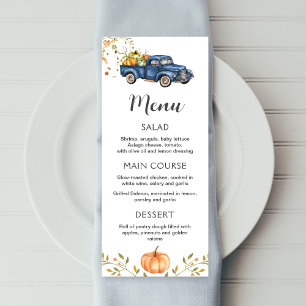 Blue truck menu, editable pumpkin printable menu