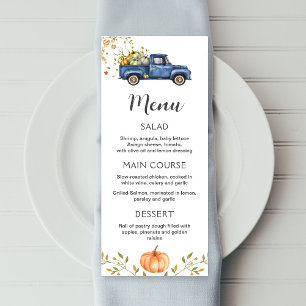 Blue truck menu, editable pumpkin printable menu