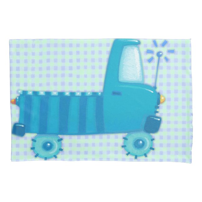 Blue Truck Pillowcase (Front-Left)