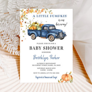 Blue Truck Pumpkin Baby Shower Invitation