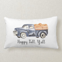 Blue Truck Pumpkin Pillow - "Happy Fall, Y'all"