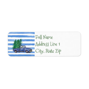 Blue Truck Return Address Label