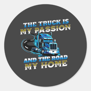 Blue Truck Speed Road Passion Home Driver Design Classic Round Sticker