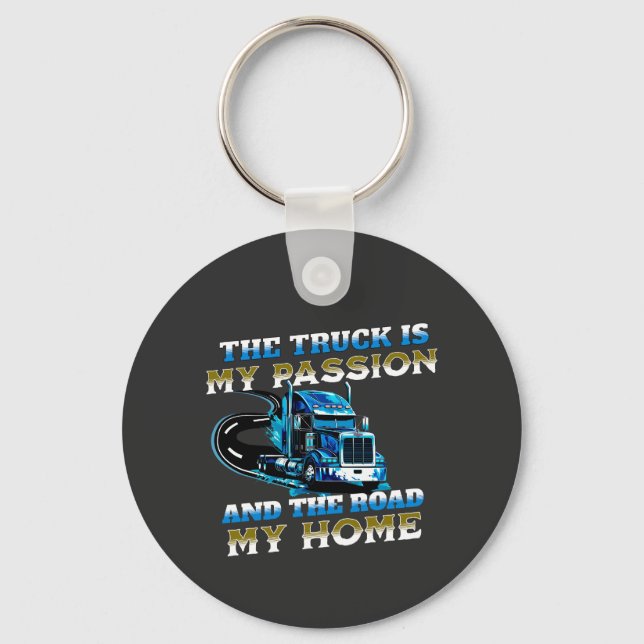 Blue Truck Speed Road Passion Home Driver Design Key Ring (Front)