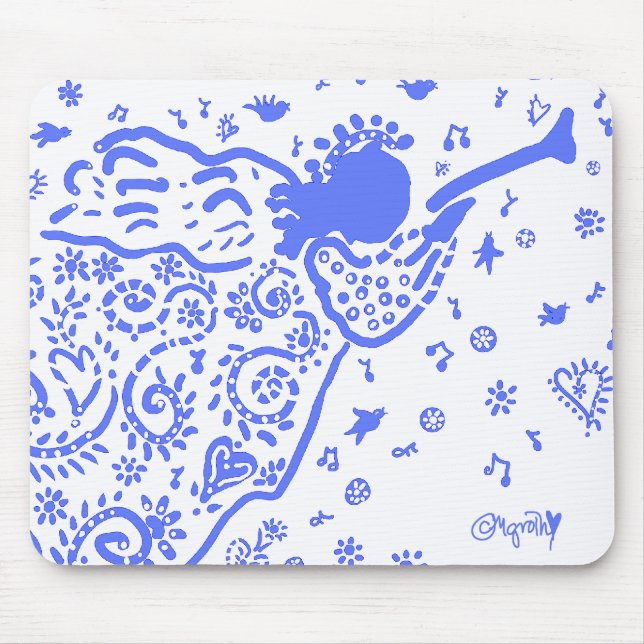 blue trumpet angel mousepad (Front)