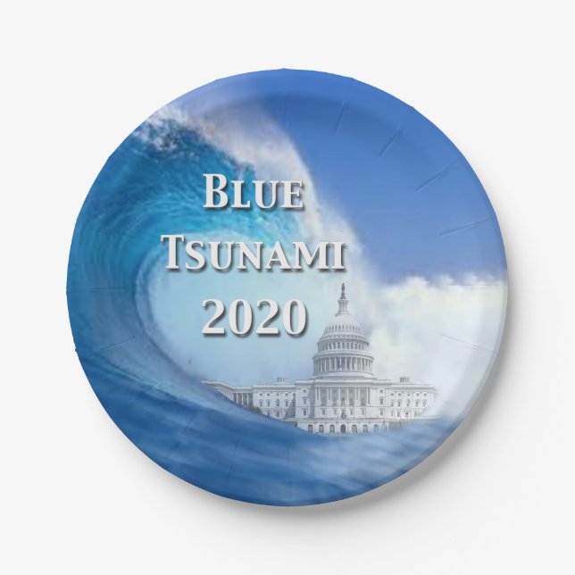 Blue Tsunami Election 2020 Paper Plate (Front)