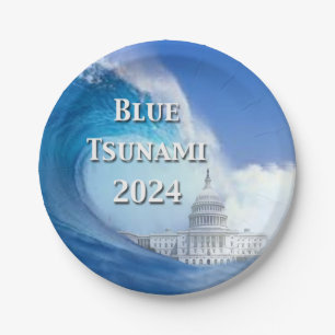 Blue Tsunami Election 2024 Paper Plate