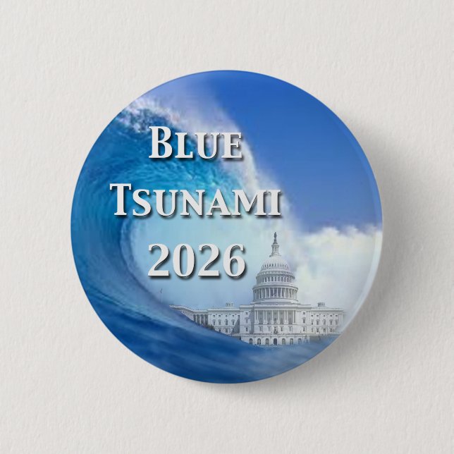Blue Tsunami Election 2026 6 Cm Round Badge (Front)