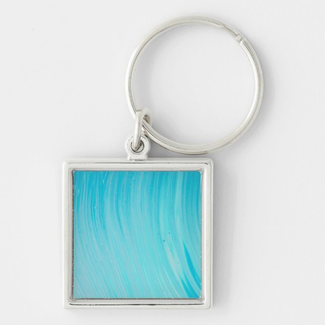 Blue Tube Wave Cool Teal Water Key Ring (Front)