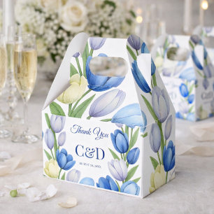 Blue Tulip Elegant Wedding Thank You Floral Favour Box