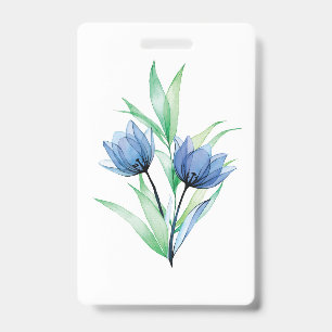 Blue tulip flower ID badge