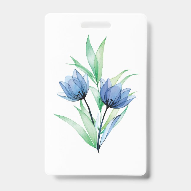 Blue tulip flower ID badge (Front)