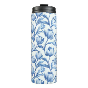 Blue Tulip vintage floral pattern Thermal Tumbler