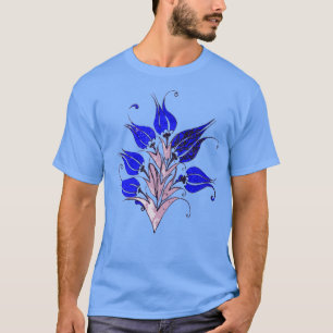 Blue Tulips In Artistic Ottoman Turkish Style T-Shirt