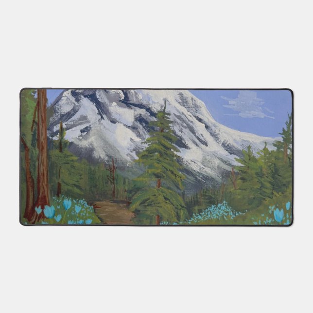 Blue Tulips on a hike Desk Mat (Front)