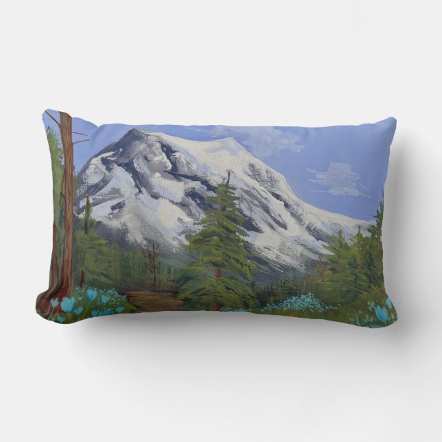 Blue Tulips on a hike Lumbar Cushion (Front)