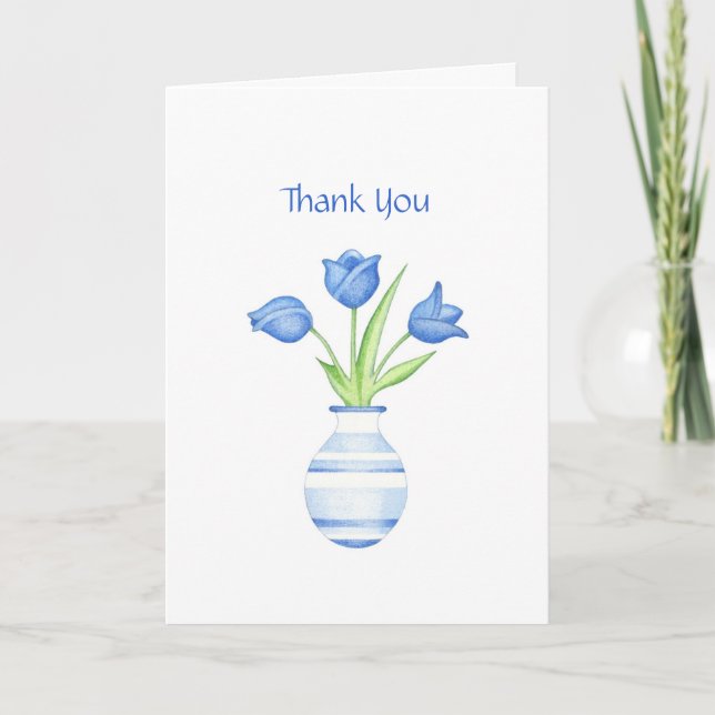 Blue Tulips Thank You Card (Front)