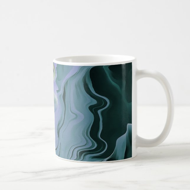 Blue Turbulence Acrylic Pour Abstract Art Coffee Mug (Right)