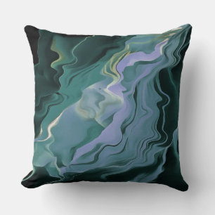 Blue Turbulence Acrylic Pour Abstract Art Cushion