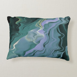 Blue Turbulence Acrylic Pour Abstract Art Decorative Cushion