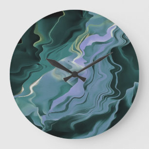 Blue Turbulence Acrylic Pour Abstract Art Large Clock