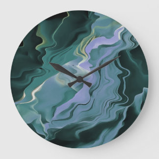 Blue Turbulence Acrylic Pour Abstract Art Large Clock