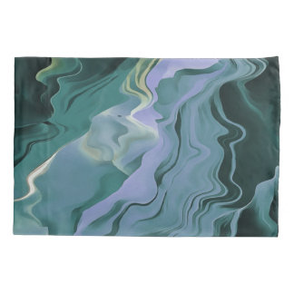 Blue Turbulence Acrylic Pour Abstract Art Pillowcase