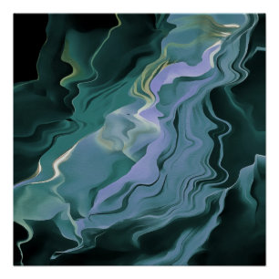 Blue Turbulence Acrylic Pour Abstract Art Poster