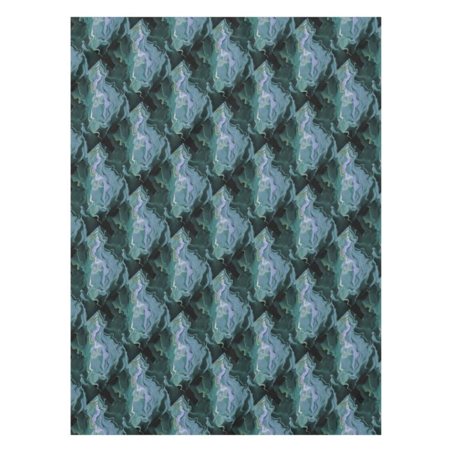 Blue Turbulence Acrylic Pour Abstract Art Tablecloth (Front)