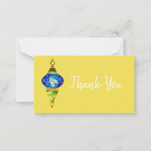 Blue Turkish Lamps mosaic art watercolor Card