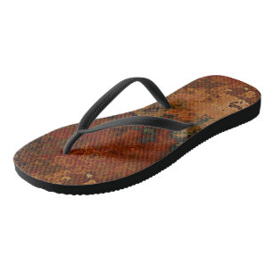 Blue, Turquoise and Rust Marble Abstract Jandals