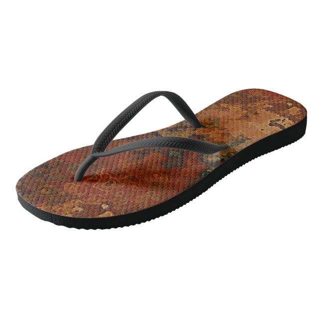 Blue, Turquoise and Rust Marble Abstract Jandals (Angled)
