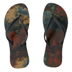 Blue, Turquoise and Rust Marble Abstract Jandals