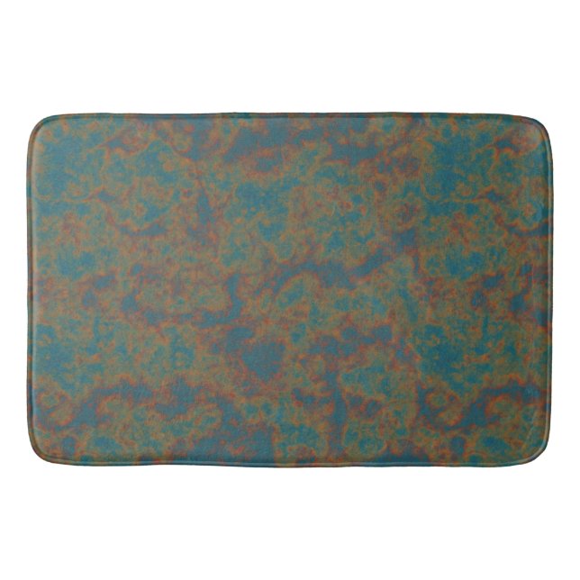 Blue, Turquoise and Rusted Metal Abstrat Bath Mat (Front)
