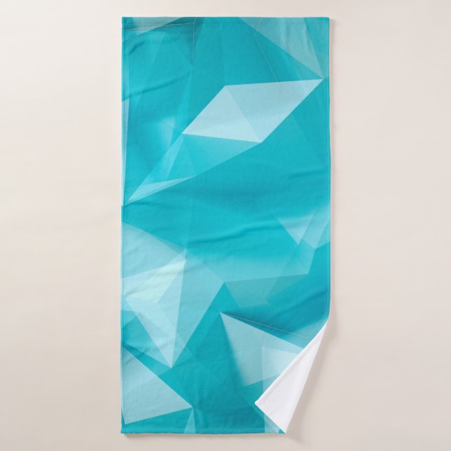 Blue, turquoise background with crystals, triangle bath towel (Bath Towel)
